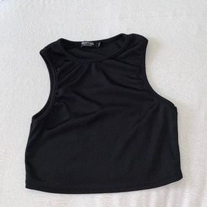 Black sleeveless crop top